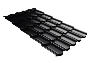 Металлочерепица квинта плюс с 3D резом 0,45 Drap RAL 9005 черный