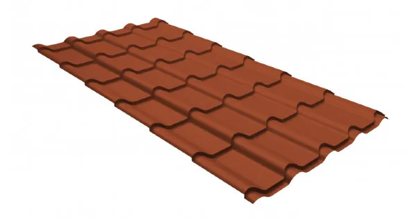 Металлочерепица камея GL 0,5 GreenCoat Pural Matt RR 750 кирпично-красный (RAL 8004 терракота) купить в Чайковском