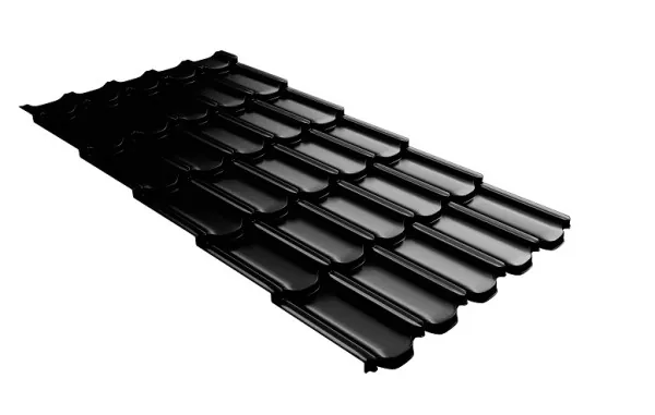 Металлочерепица квинта плюс с 3D резом 0,5 GreenСoat Pural Matt RR 33 черный (RAL 9005 черный) купить в Чайковском
