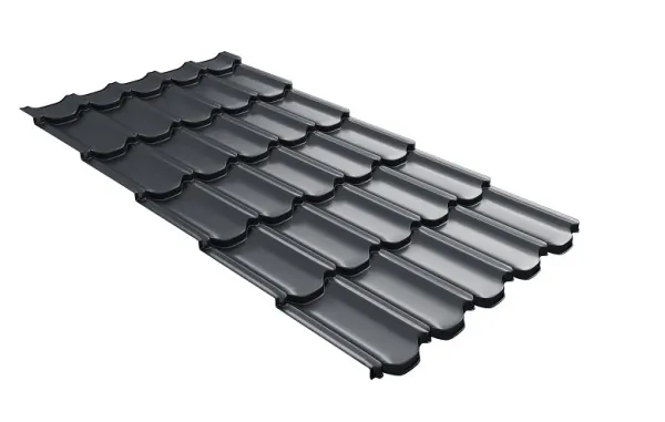 Металлочерепица квинта плюс с 3D резом 0,5 Quarzit PRO Matt RAL 7024 мокрый асфальт купить в Чайковском