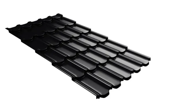 Металлочерепица квинта плюс с 3D резом 0,5 Satin Мatt RAL 9005 черный купить в Чайковском