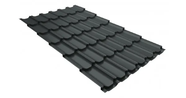 Металлочерепица квинта плюс 0,5 GreenCoat Pural Matt RR 23 темно-серый (RAL 7024 мокрый асфальт) купить в Чайковском