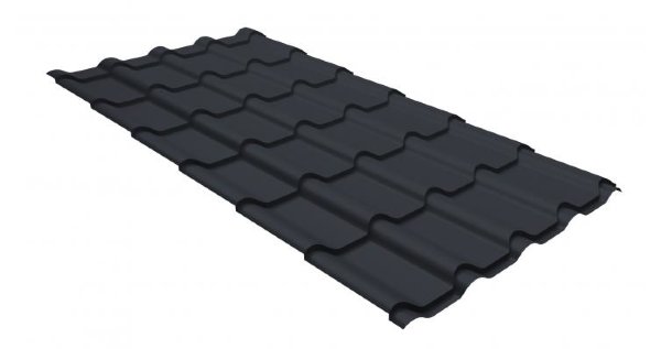 Металлочерепица камея GL 0,5 GreenCoat Pural matt RR 23 темно-серый (RAL 7024 мокрый асфальт) купить в Чайковском