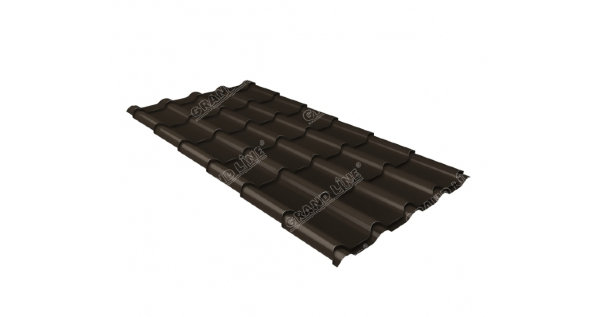 Металлочерепица камея GL 0,5 GreenCoat Pural RR 32 темно-коричневый (RAL 8019 серо-коричневый) купить в Чайковском