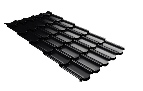 Металлочерепица квинта плюс с 3D резом 0,5 Quarzit lite RAL 9005 черный купить в Чайковском