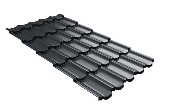 Металлочерепица квинта плюс с 3D резом 0,5 Satin RAL 7016 антрацитово-серый купить в Чайковском
