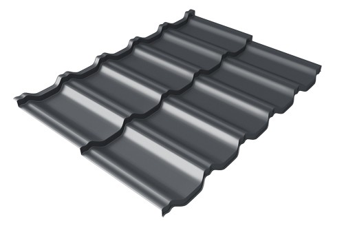 Металлочерепица модульная Квинта Uno Grand Line c 3D резом 0,45 Drap RAL 7024 мокрый асфальт купить в Чайковском